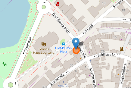 Karte: Knieperstraße 12, Stralsund - neben dem Theater